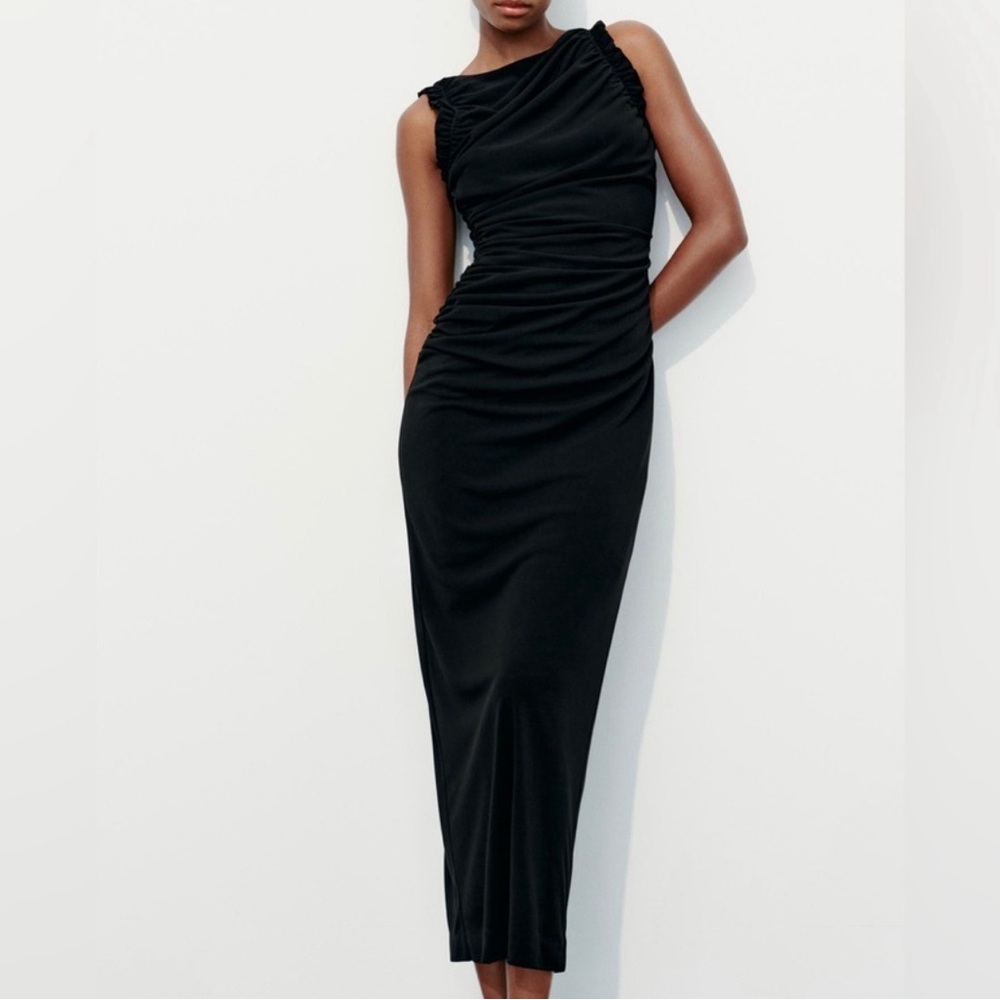 NWT! ZARA RUFFLED MIDI DRESS